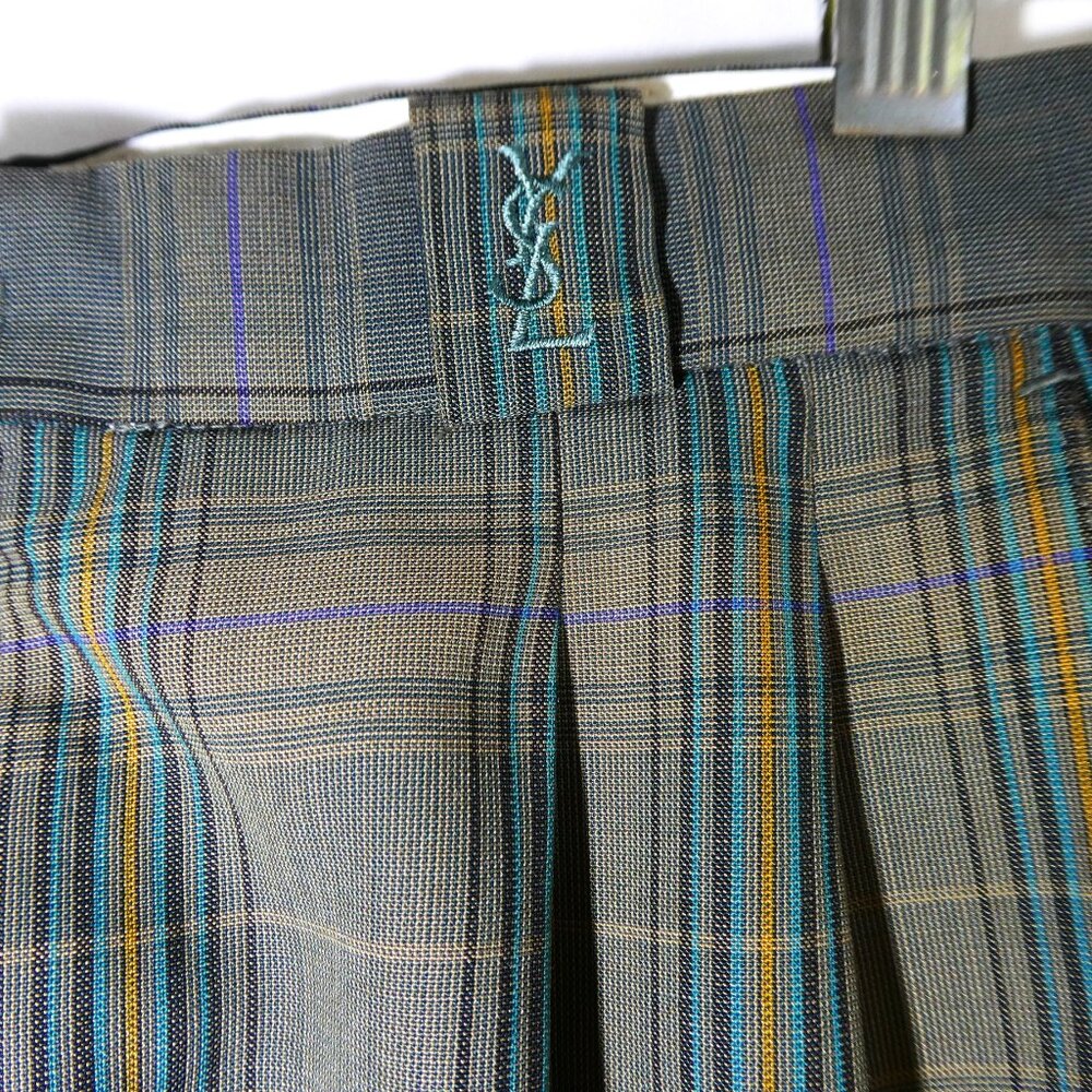 32x28 Ysl Yves Saint Laurent Pour Homme Plaid Tro… - image 2